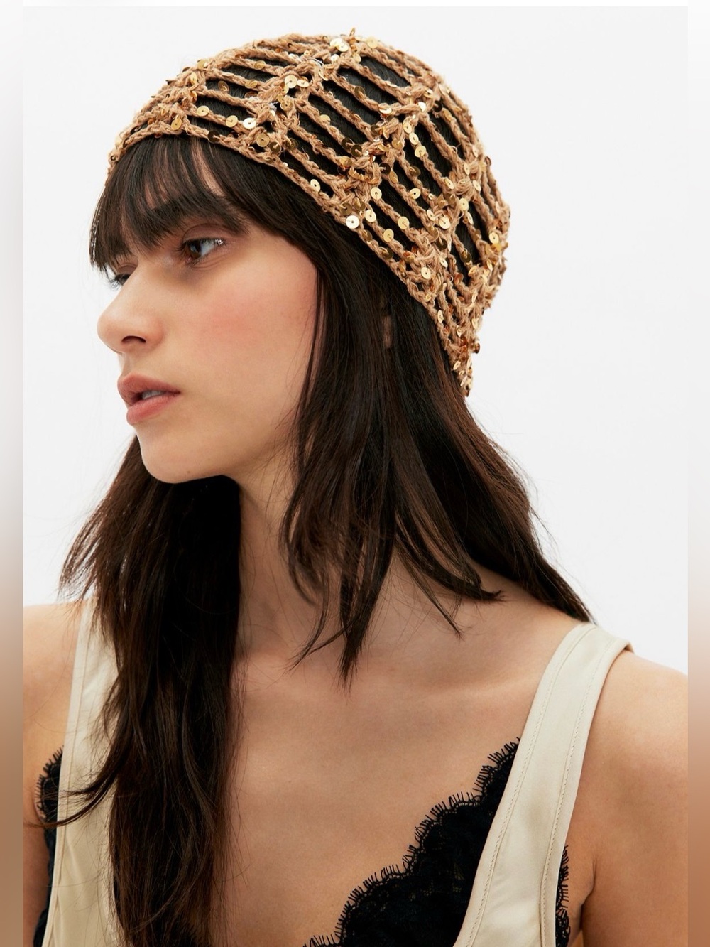 Free People Mila Disco Sequin Crochet Beanie - Women Accessories